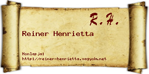 Reiner Henrietta névjegykártya
